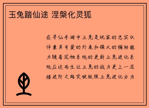 玉兔踏仙途 涅槃化灵狐