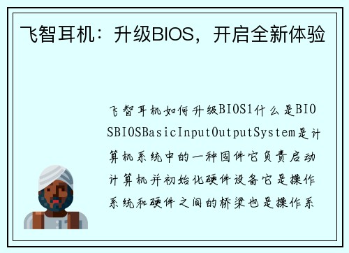 飞智耳机：升级BIOS，开启全新体验